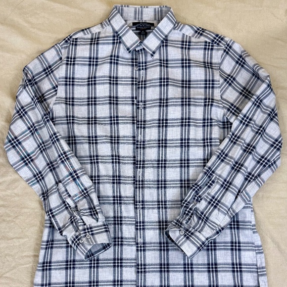 Marc Anthony Natural Stretch Plaid Button-Up Shirt – XL Slim Fit – Gray/Black - Picture 8 of 8